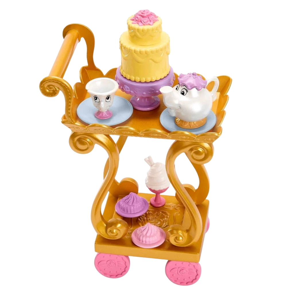 Disney Princess Belle Beauty & the Beast Tea Time Cart Playset 28cm Doll Kids 3+ New
