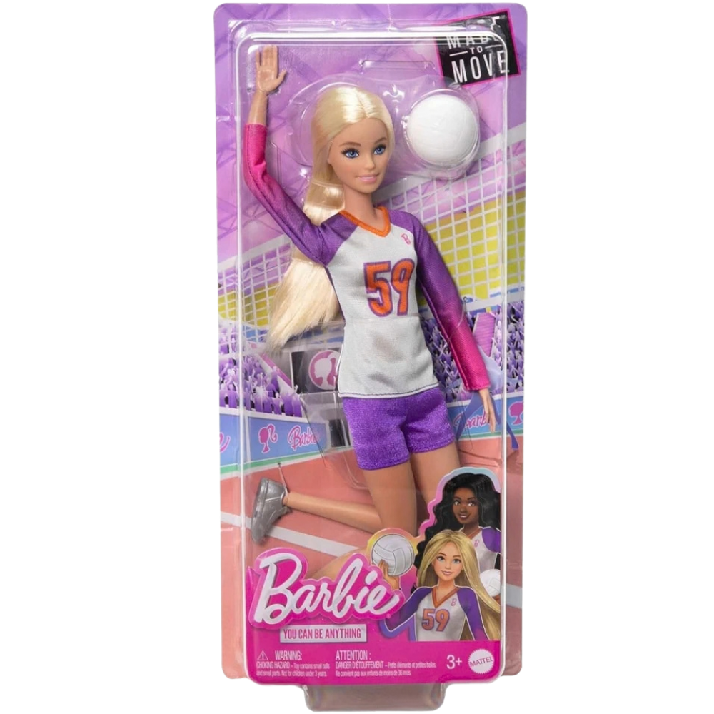 Barbie Made to Move Volleyball Player Doll Sports Career Toy with Ball Kids 3+