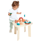 Janod Dino Wooden Activity Table for Toddlers 12 Months+, Dinosaur Educational Play Centre