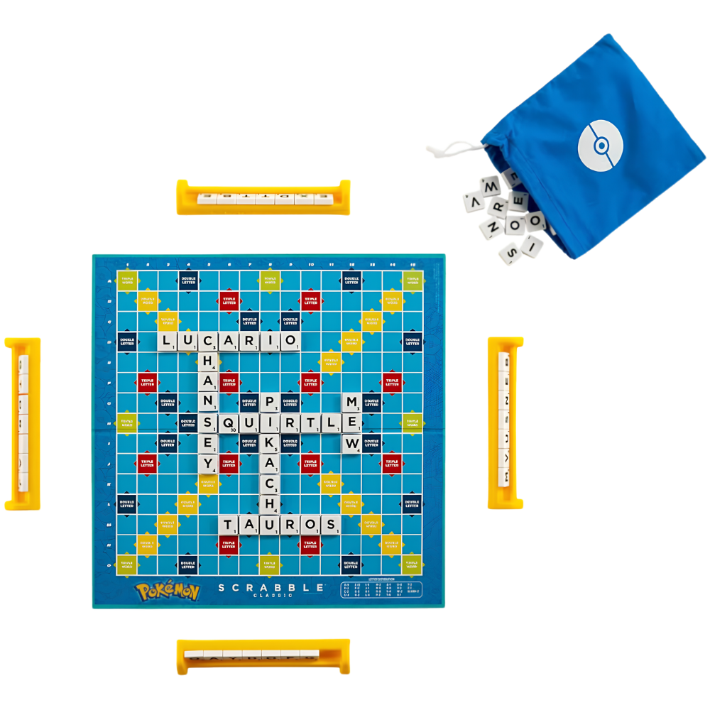 Scrabble Pokémon Word Board Game with 50 Challenge Cards Mattel Family Game Ages 8+