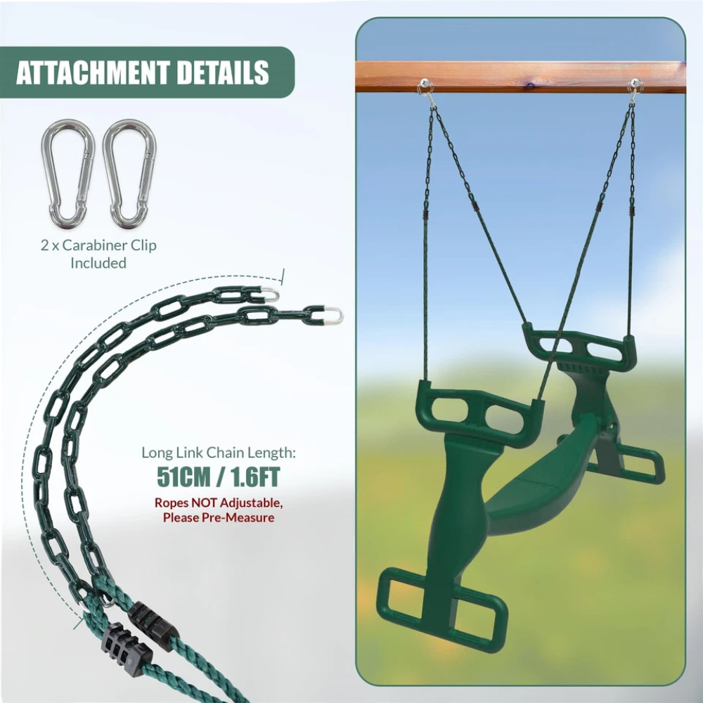 Tandem Swing for Kids Two Child Swing Seat Outdoor Playground Siblings Friends Fun Toy