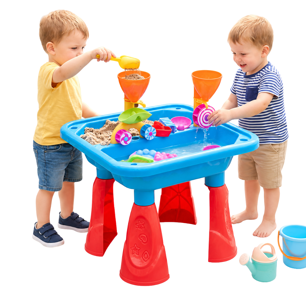 Kids Sand & Water Table Garden Sandpit Play Set with Watering Can Spade Fork Bucket Toys