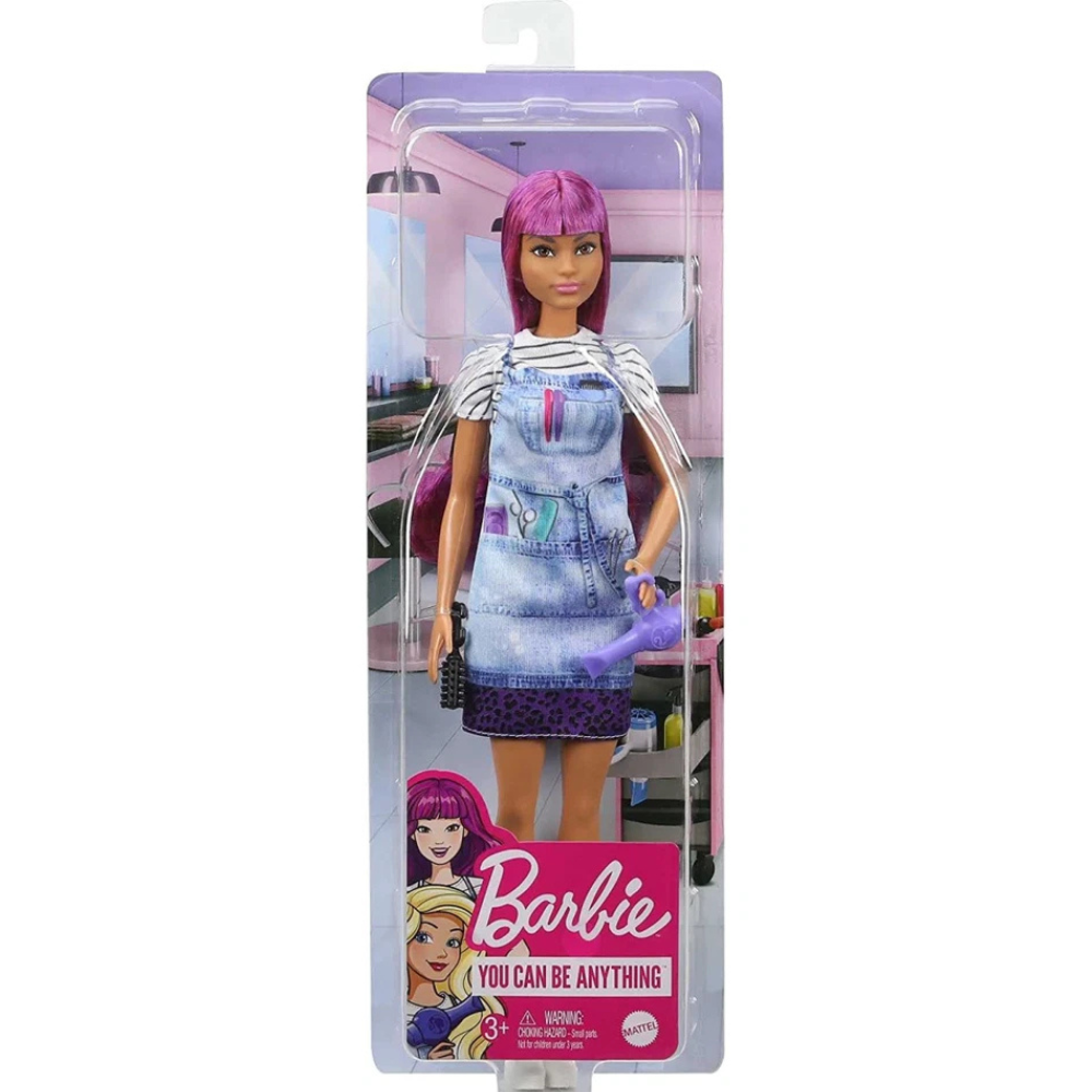 Barbie Salon Stylist Doll 30.4cm with Hair Dryer Brush Clips Stylish Uniform Kids Toy Gift