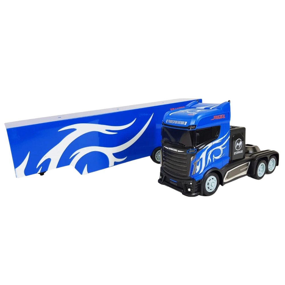 Remote Control Transport Truck RC Car Carrier 1:32 2.4GHz 52cm Blue Orange Kids 3+