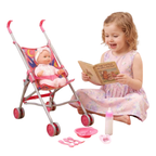Baby Doll with Toy Stroller Pushchair Dummy Magic Bottle & Feeding Accessories Set