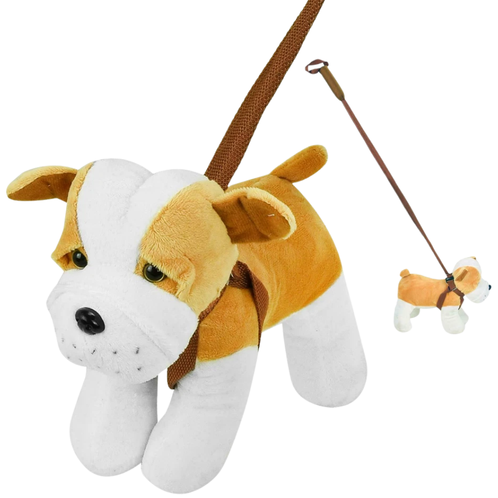 Standing Plush Dog Toy with Lead & Harness 30cm Soft Stuffed Puppy Kids Gift