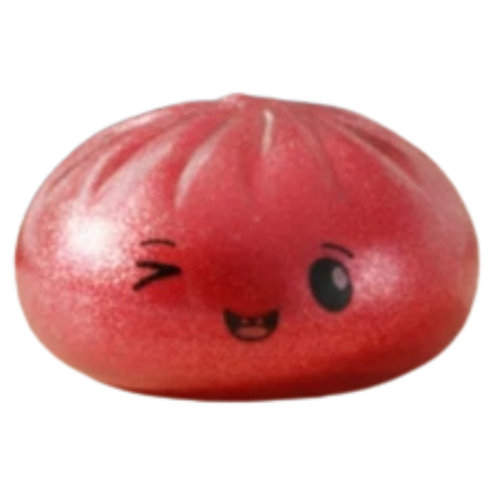 Toyland Shiny Red Squishy Bao Dumpling Sensory Fidget Toy with Steamer Box