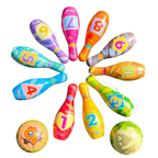 Kids Dinosaur Bowling Set 10 Pins & 2 Balls Soft Foam Skittles Game