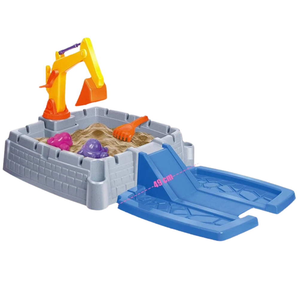 2-in-1 Kids Sand & Water Table Outdoor Garden Play Set with Truck & Crane