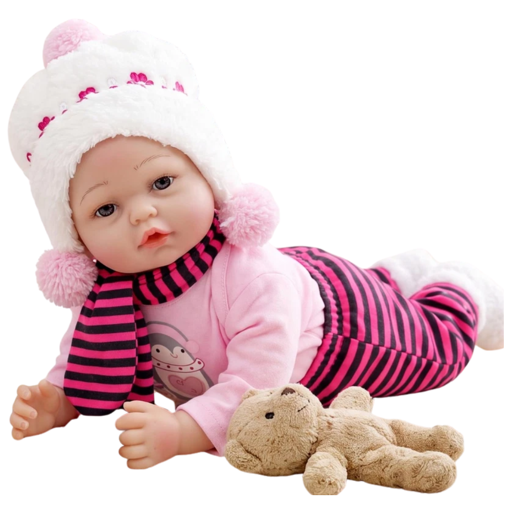 Bibi Snowflake Reborn Baby Doll Girl 17" Realistic Newborn Lifelike Vinyl Toy Bottle Dummy