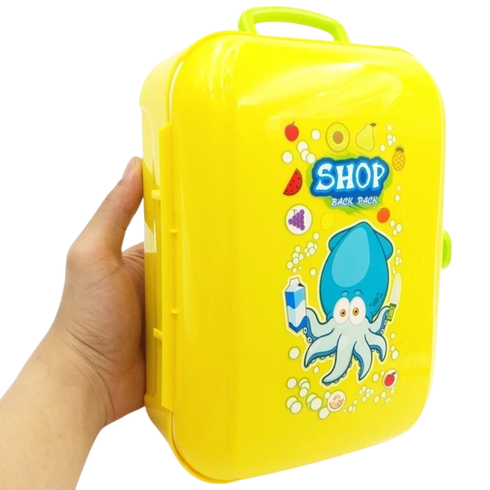 Kids Pretend Shopping Cart Trolley Toy with Food for Educational Role Play and Fun