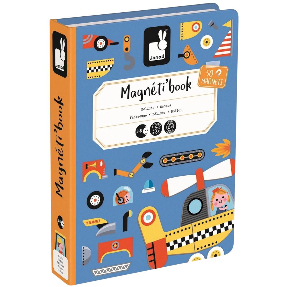 Janod Racers Magneti'Book Magnetic Educational Game for Kids, Vehicle Building Toy Age 3+