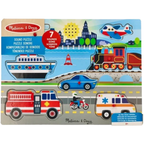 Melissa & Doug Wooden Sound Puzzle 7-Piece Vehicle Peg Puzzle for Toddlers Ages 2+
