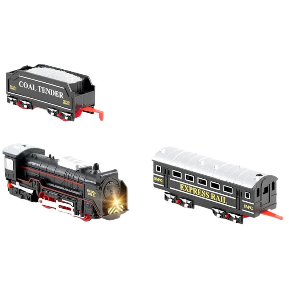 Classic Battery Operated Train Set with Lights Track Carriages Vintage Toy Gift Kids 3+