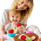 Fabric Fruit Basket Toy Set 8 Pcs Plush Pretend Play Food for Kids & Toddlers