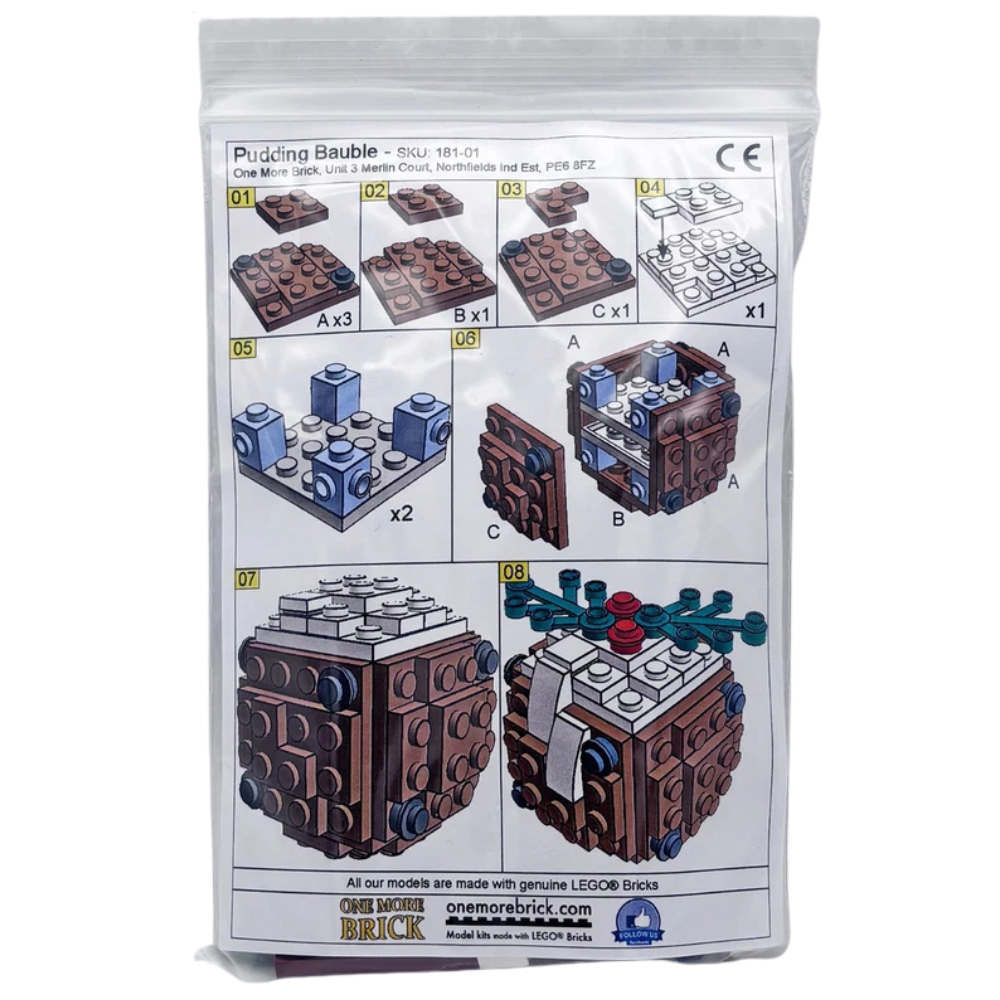 LEGO Christmas Pudding Bauble Decoration Building Kit 58 Pieces Festive Tree Ornament