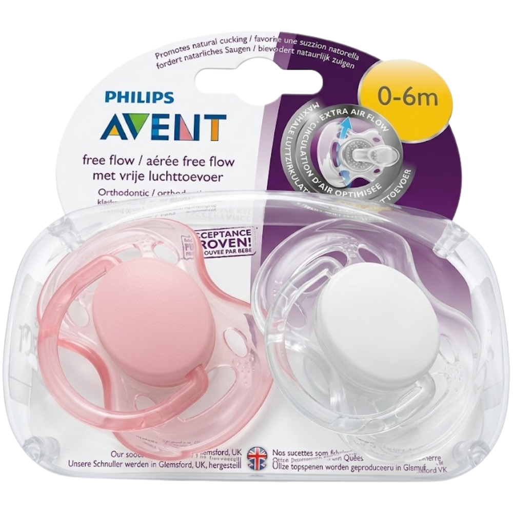 Philips Avent Baby Soothers 2 Pack Orthodontic BPA-Free Silicone Dummies with Hygienic Cap