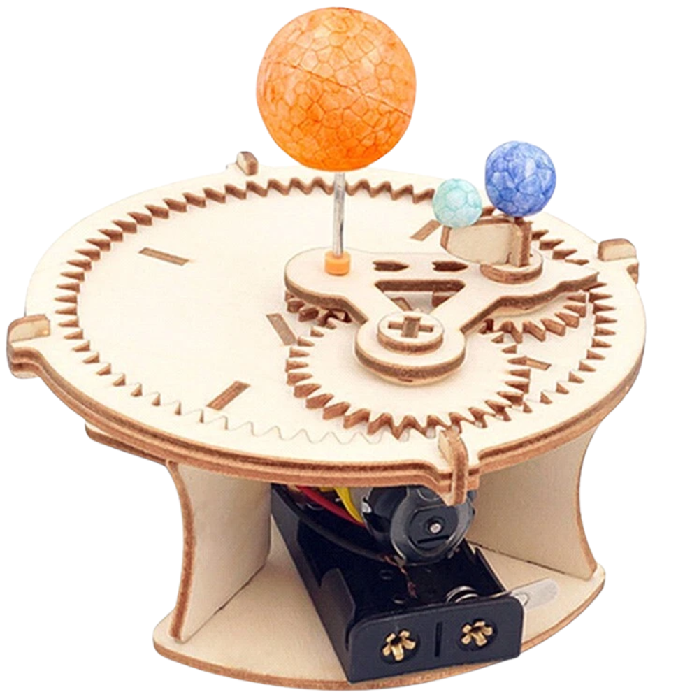 RLS 3D Wooden Solar System DIY Puzzle Model with Motorised Rotating Planets Science Kit