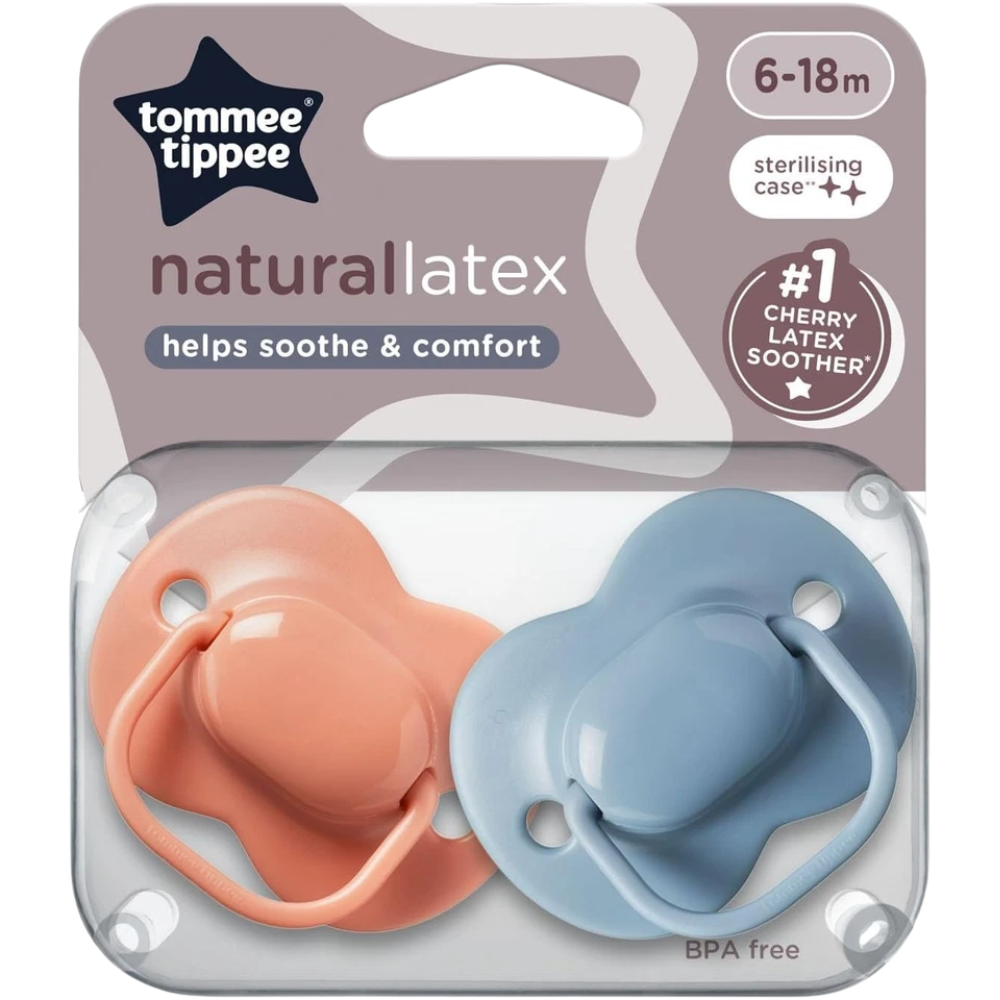 Tommee Tippee Essentials Cherry Natural Latex Baby Soothers 4-Pack Day & Glow in the Dark