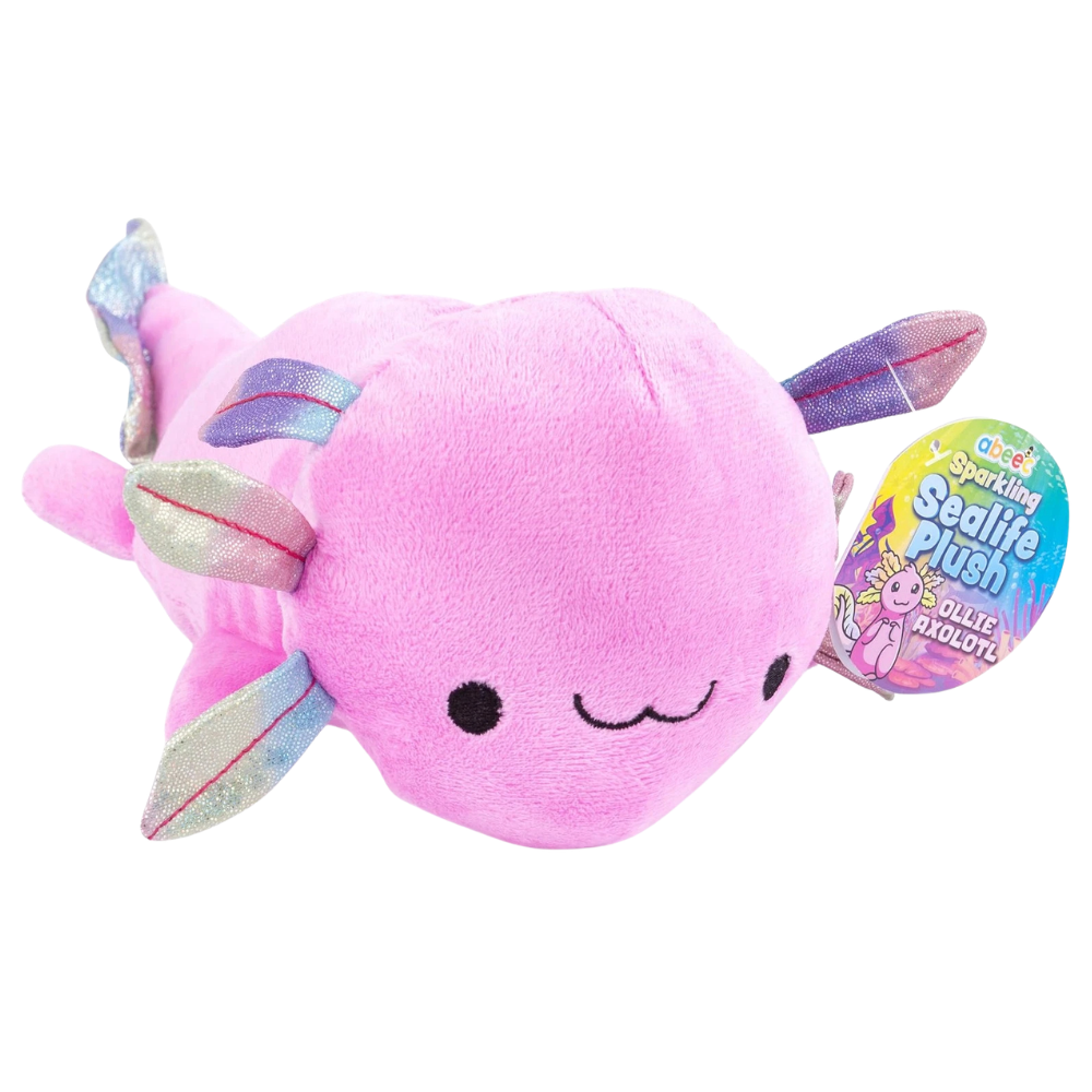 Abeec Axolotl Plush Toy 32cm Soft Pink Plushie with Rainbow Fins Cute Animal Gift