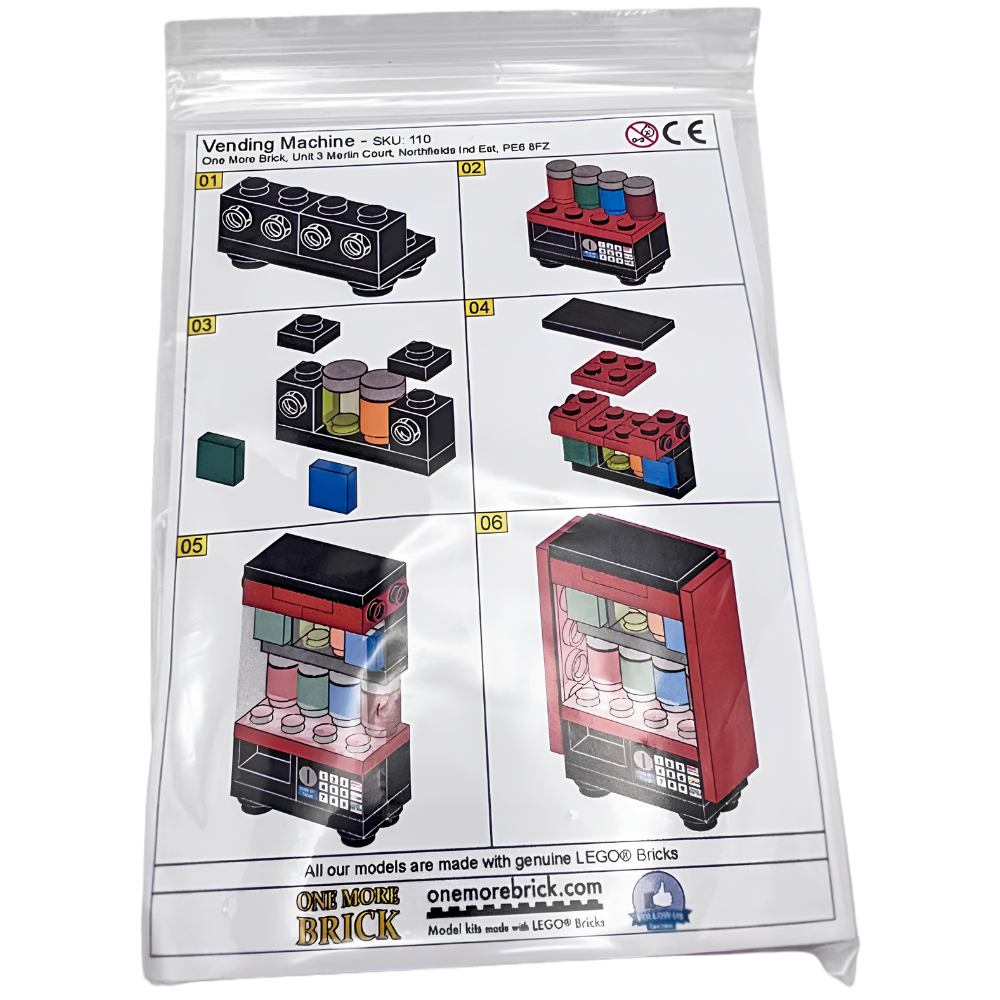 LEGO Drinks Vending Machine with Crisps, Printed Cans & Keypad 38pc City MOC