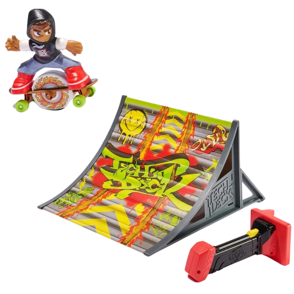 Tech Deck Shred N Blast Motorised Fingerboard Skateboard Toy Jump Ramp Tricks 6+ Kids Gift
