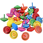 12x Mini Retro Wooden Spinning Tops Kids Party Bag Toys