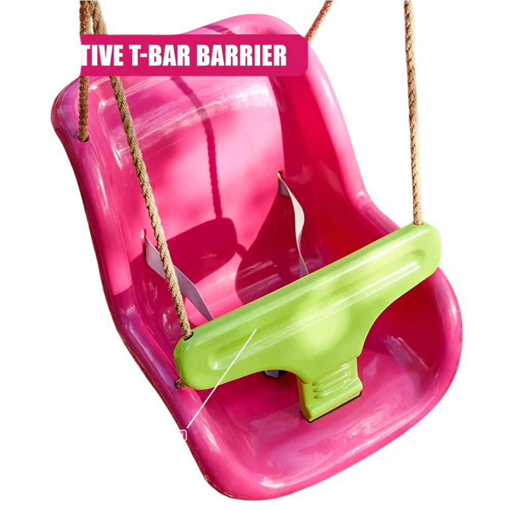 Pink Toddler Swing Seat with Safety Harness & Adjustable Ropes for Babies and Kids