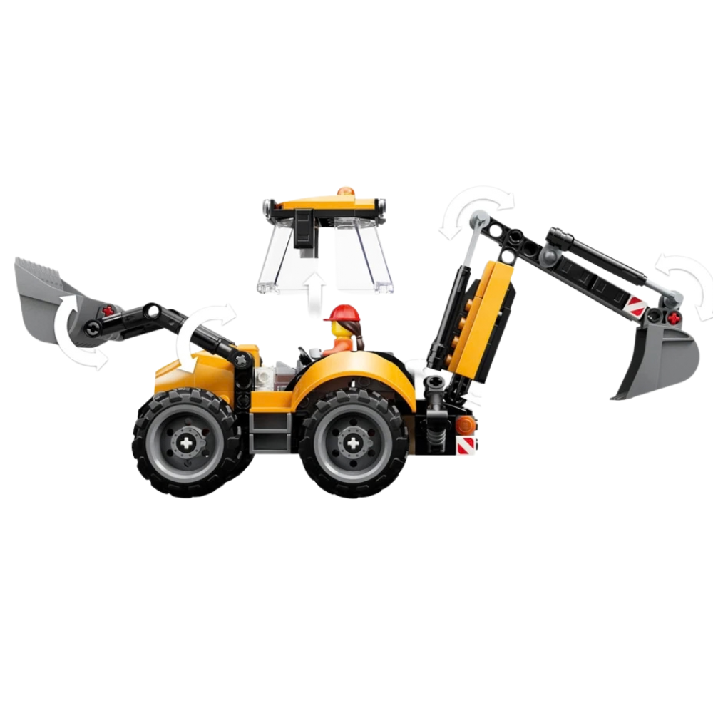 LEGO City Yellow Backhoe Loader Construction Vehicle Building Toy Set Kids 7+
