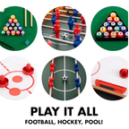Abeec 3-In-1 Games Table Kids Air Hockey Football Pool Multi Sports Game Table 5+