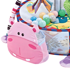 3-In-1 Foldable Hippo Baby Play Mat Gym with Storage, Hanging Toys and Colourful Balls