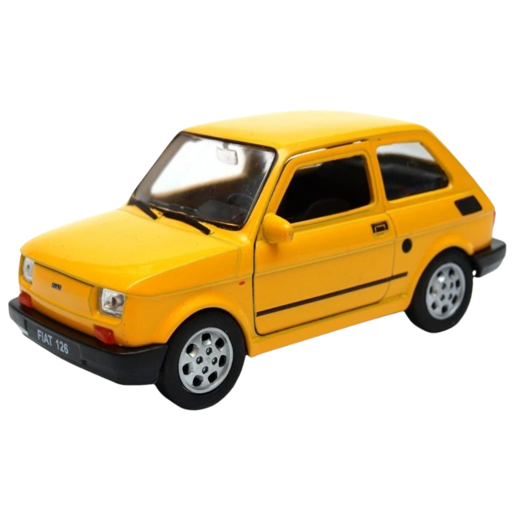 Welly Fiat 126p Yellow Diecast Model Car Toy 1:32-1:34 Scale Polish Italian Classic Collectible