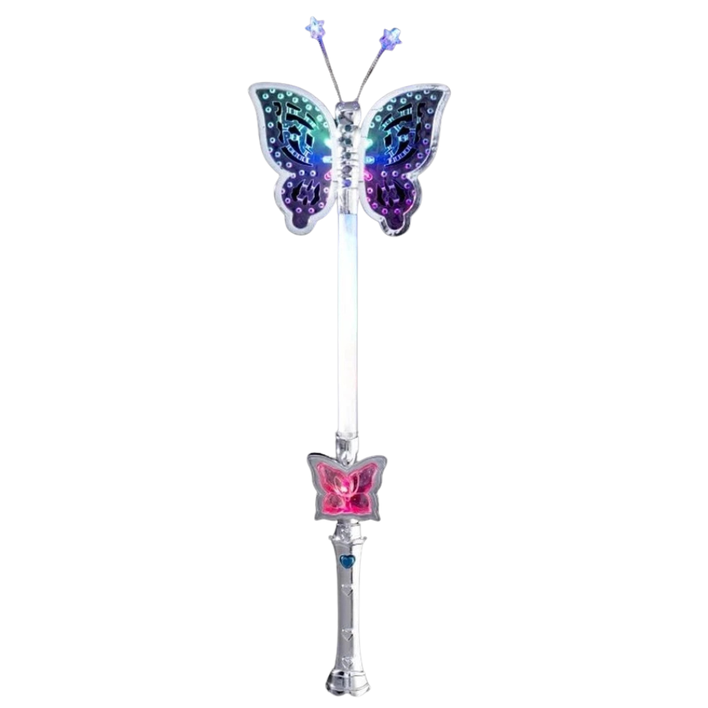 LED Butterfly Fairy Wand Light Up Musical Toy Kids Party Dress Up Gift
