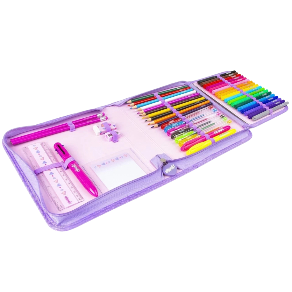 Abeec 44 Piece Glitter Pencil Case Stationery Set for Girls Creative School Supplies