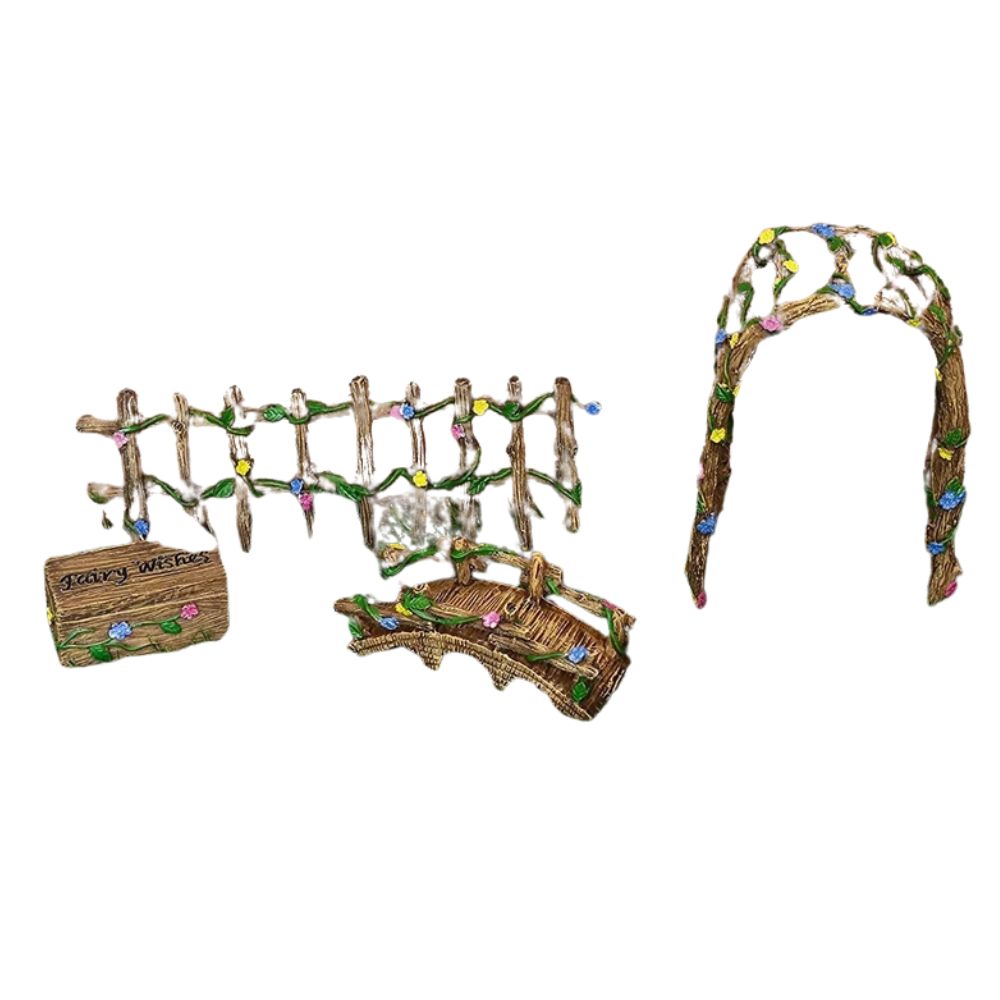 Toyland 25pc Miniature Fairy Garden Accessories Set with Stickers Pots Tea Set Fences Arches