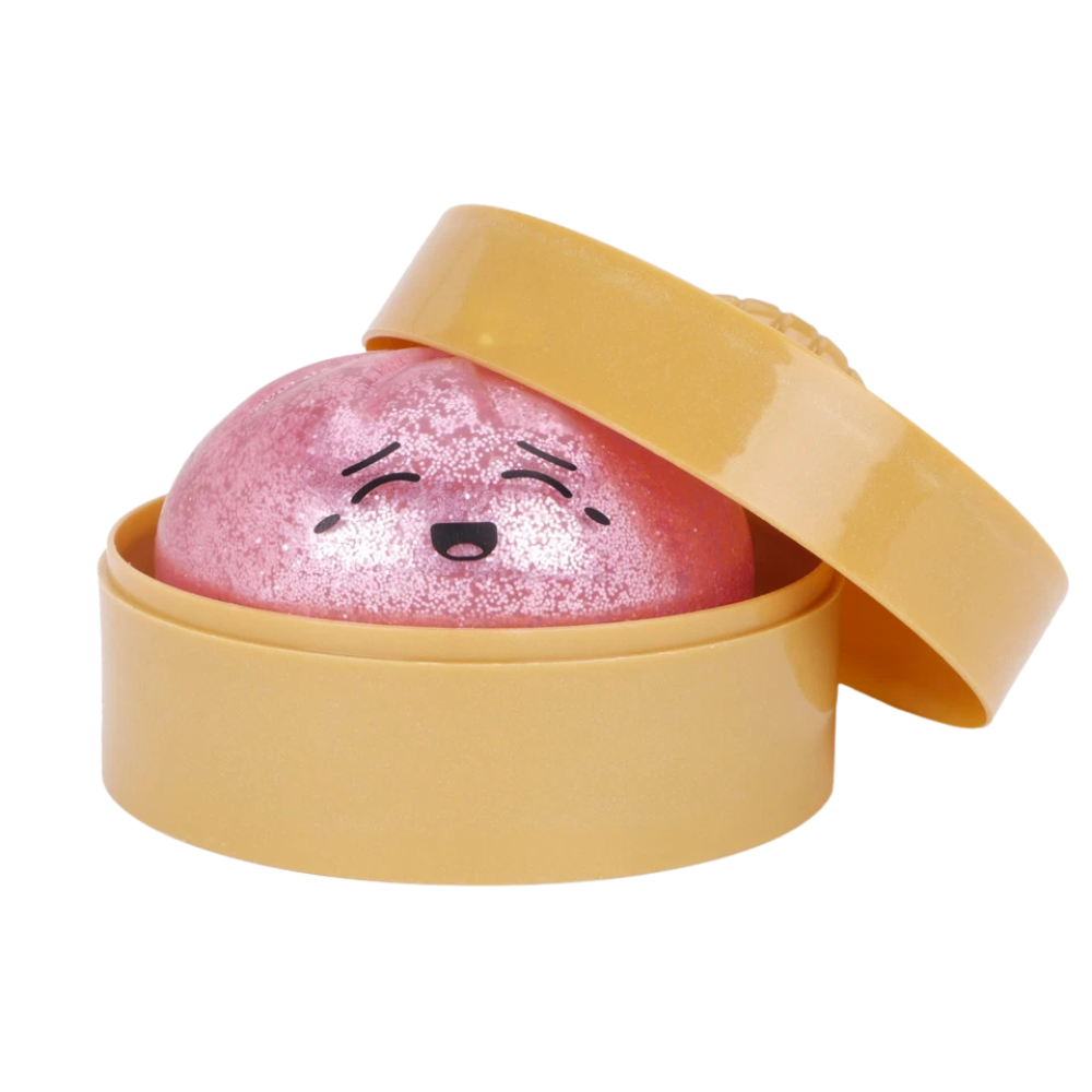Toyland® Glitter Pink Squishy Bao Dumpling Fidget Toy with Reusable Steamer Box – Sensory Squeeze Toy Ages 3+