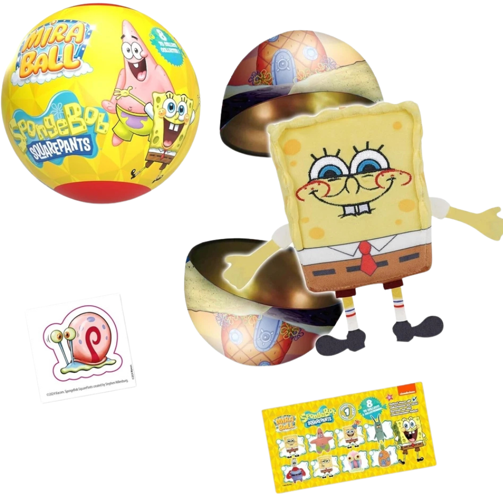 Spongebob Squarepants Mira Ball 3 Surprises Plush Tin Box Soft Squishy Toy