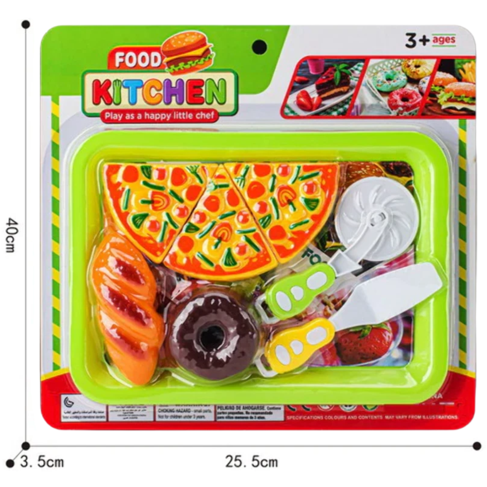 Kids Pretend Play Food Kitchen Set Pizza Ice Cream Little Chef Realistic Food Toy Ages 3-7