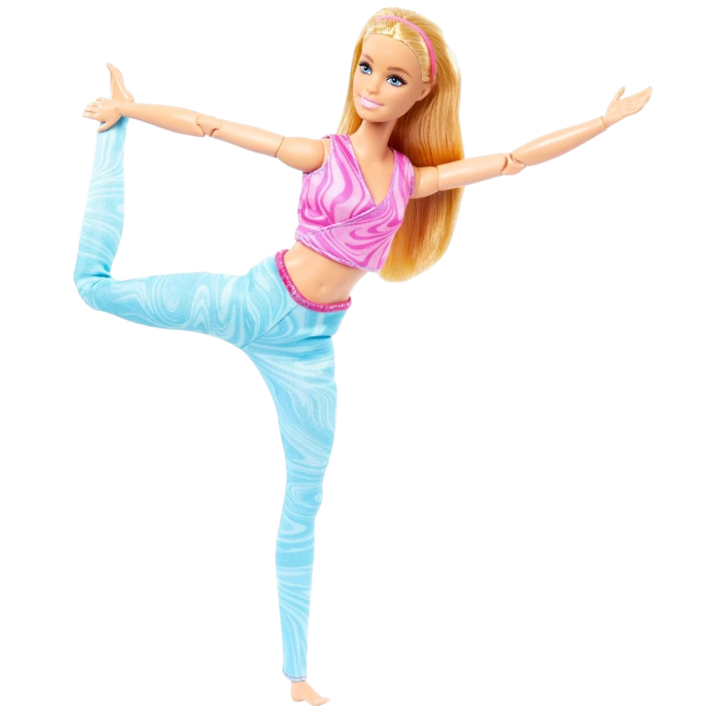Barbie Made to Move Blonde Doll Top Yoga Pants Pink & Blue