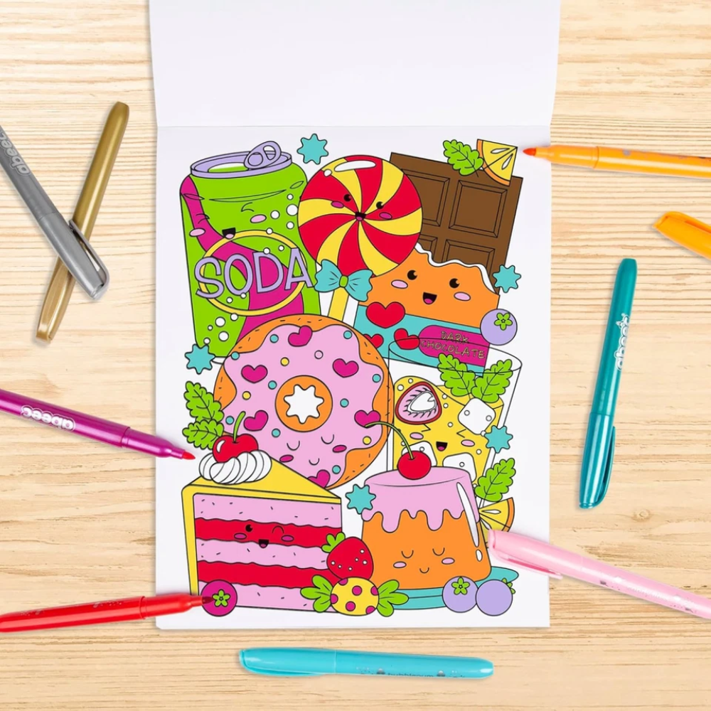 Abeec Sweet Treats Scented Metallic Colouring Set 8 Markers Stickers Art Kit 3+ Kids