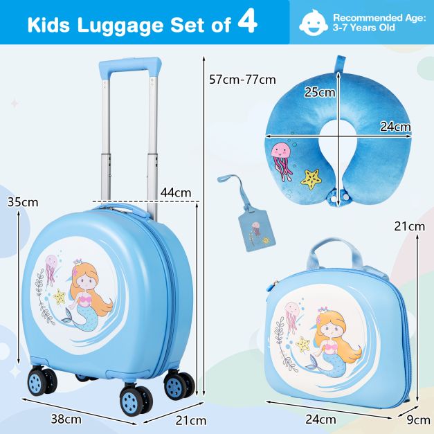 Kids 4-Piece Travel Luggage Set with Suitcases and Bags
