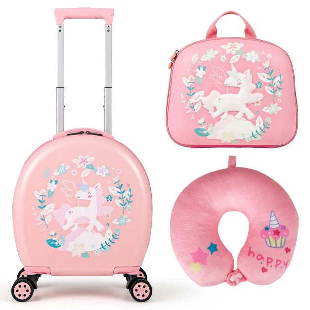 Kids 4-Piece Travel Luggage Set with Suitcases and Bags