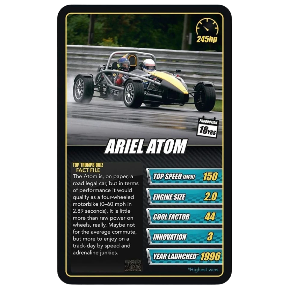 Top Trumps Sports Cars Card Game Racing Cars Educational Family Travel Game 6+ Years