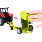 Toyland 37cm Red Tractor & Baler Farm Toy with Flashing Lights Horn Engine & Reversing Sounds Kids 3+
