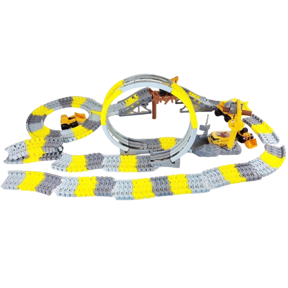 Kids Construction Race Track Set 279pcs DIY Building Crane Cars 5.65m Track 3+