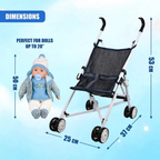 Baby Doll Foldable Blue Stroller Buggy Jogger Pram Accessory Toy for Dolls Up to 20 Inch