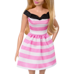 Barbie 65th Anniversary Doll Pink White Stripe Dress Collectible Fashion Figure Mattel Gift