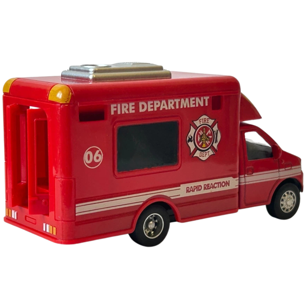 Rescue Fire Department Car Diecast Toy Model Pull Back Action 1:38–1:43 Scale Vehicle