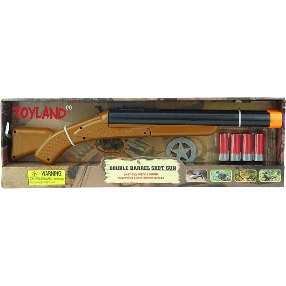 Toyland 47cm Double Barrel Shotgun Toy With Sound Effects, Ejecting Shells & Wild West Accessories