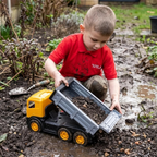 Toyland Set of 2 Construction Trucks, 1:16 Scale Dump Truck & Skid Steer with Moveable Wheels & Parts